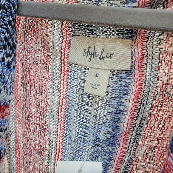 NWT Style & Co Multicolor 100% Acrylic Vest Sleeveless Knitted Fringe-Trim Sz XL - Picture 4 of 8